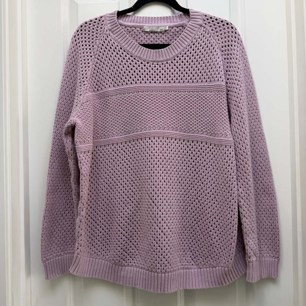 PRANA KOKIMO LONG SLEEVE CREWNECK MESH KNIT SWEATER BLEACHED LAVENDER 3X